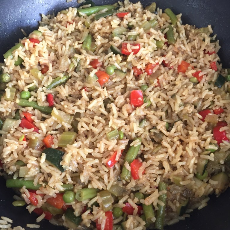 Brown rice with Mediterranean vegetables