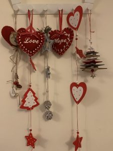 selection of hanging christmas decorations