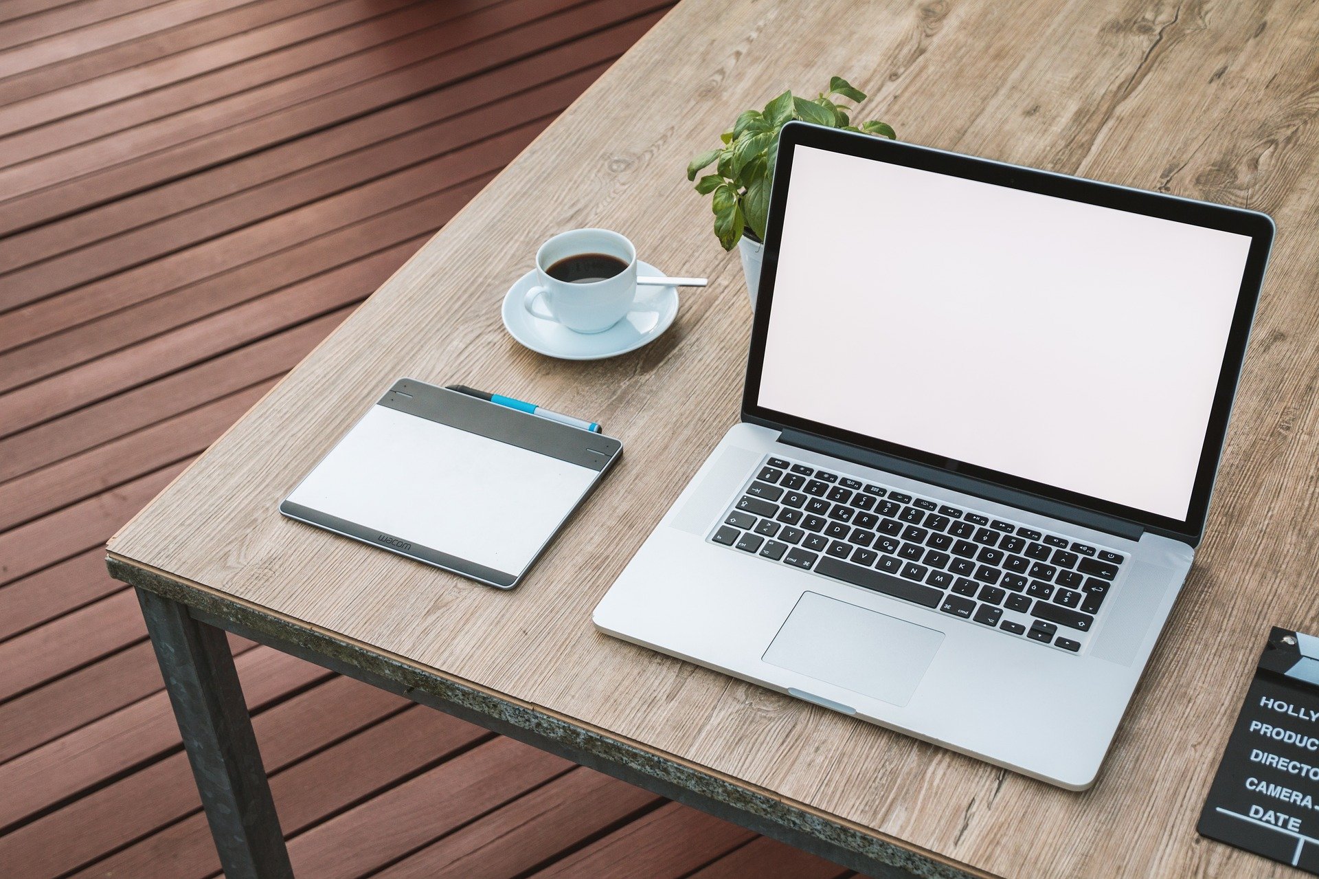 laptop on a table