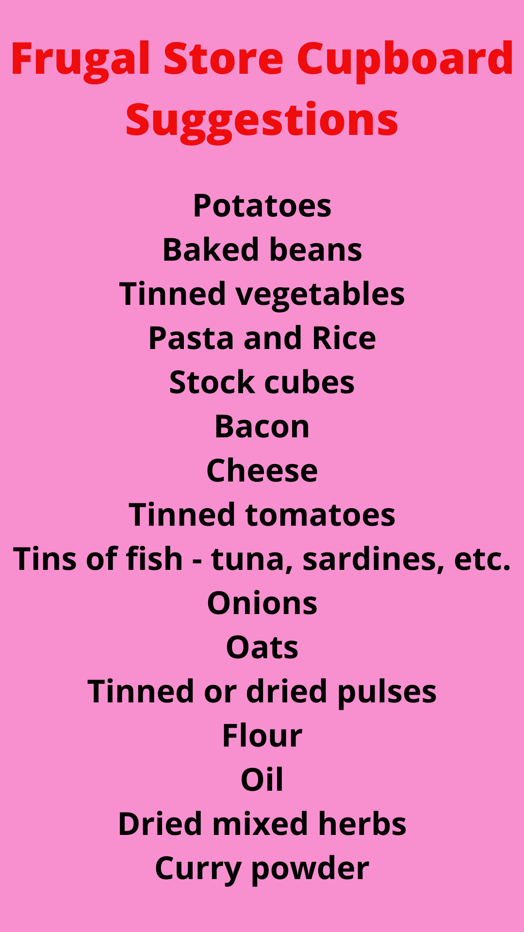 List of store cupboard essentials