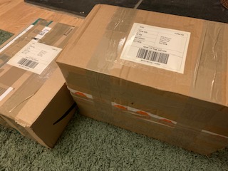 cardboard boxes ready for posting