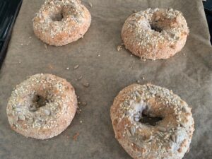 A tray of bagels