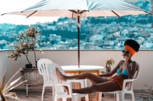 woman on a sun lounger