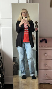 Trying on jeans in the mirrow