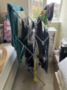 drying laundry on an airer - five frugal thngs