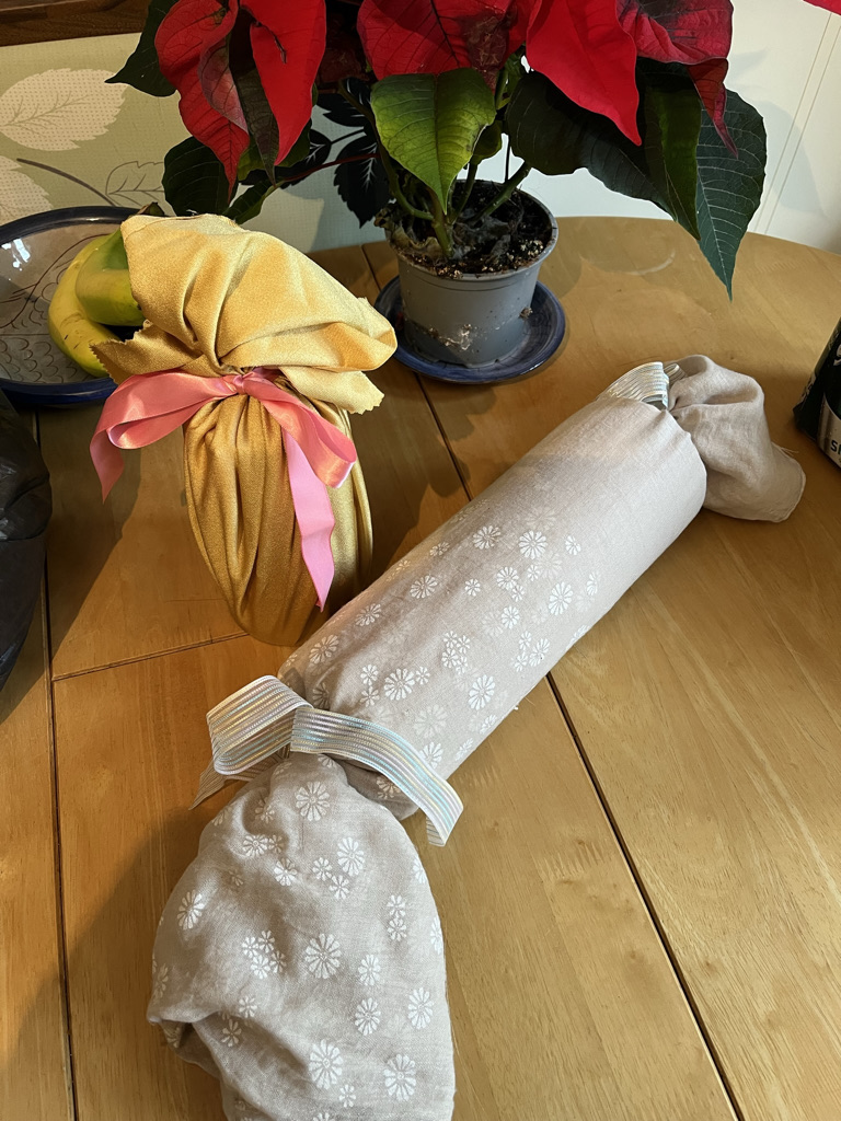Fabric wrapped gifts five frugal things
