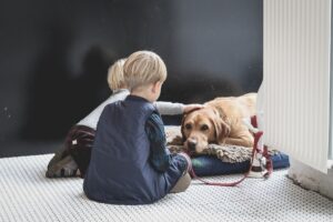 Children with a dog