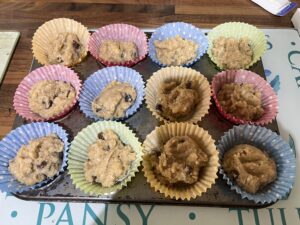 Tray of muffins ready for the oven