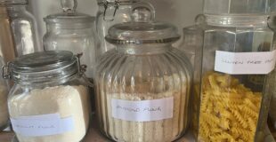 Glass jars full of dry ingredients