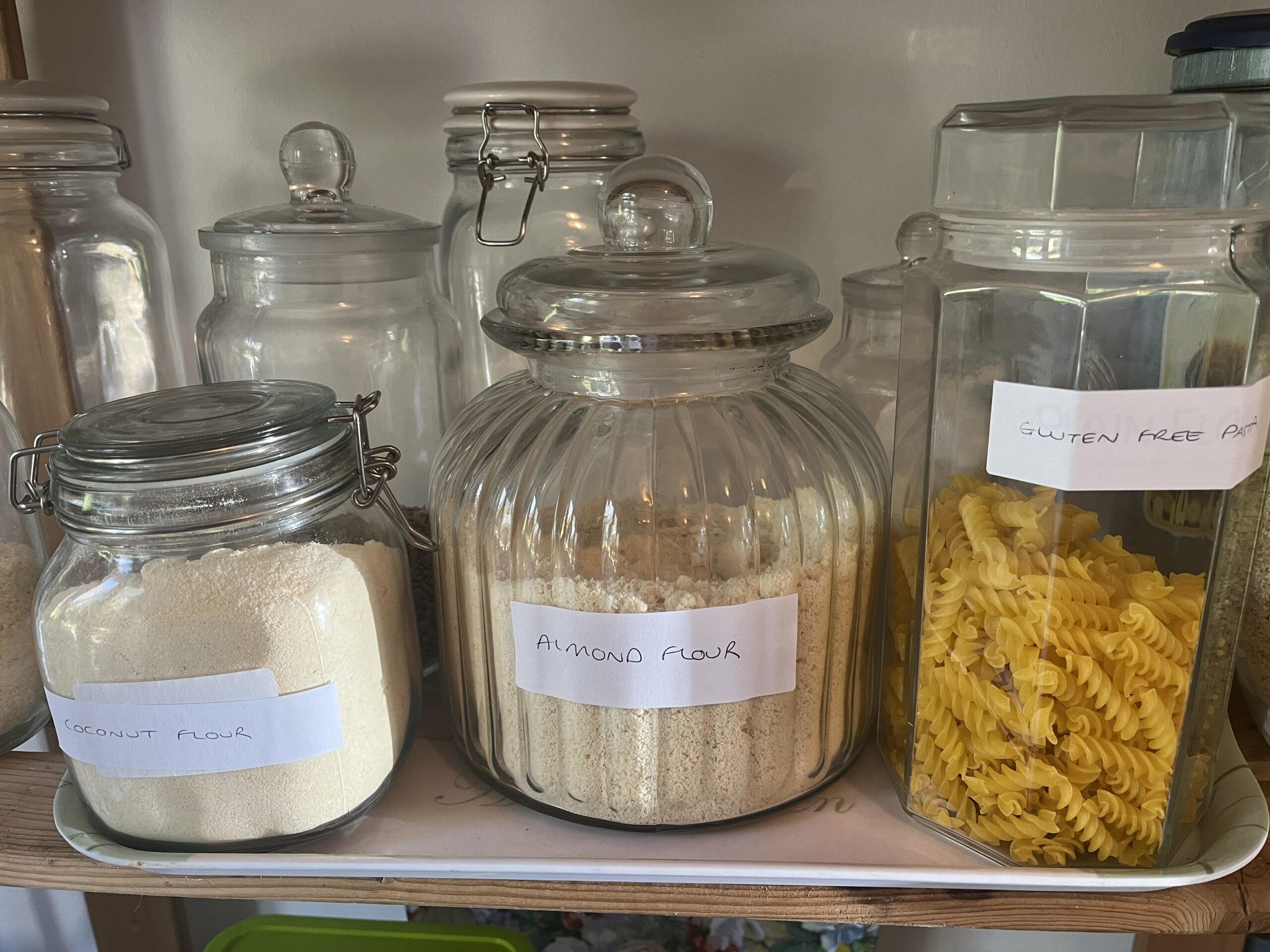 Glass jars full of dry ingredients