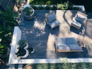 garden furniture on decking