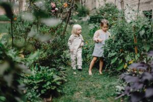 small children in a garden