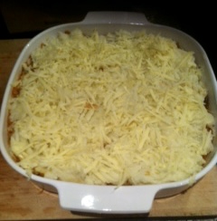 lentil pie with a potato and cheese topping