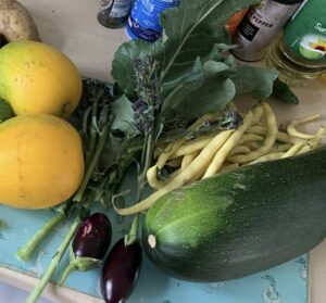 A collection of home grown vegetables