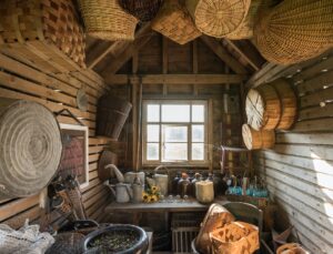 An old-fashioned shed f