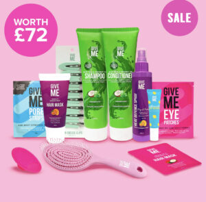 A promo image showing lots of cosmetics products such as shampoo and eye masks