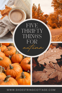 Title page with pumpkins, leaves, trees and coffee