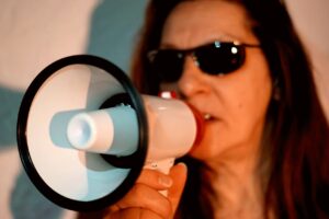 Woman with megaphone
