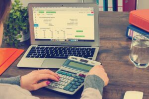 Laptop with budgeting figures displayed