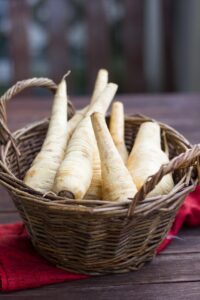 A basket of parsnips