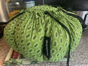 A large green padded Wonderbag, a favourite sustainable product