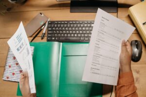 A person holding a financial statement