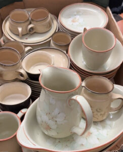 A box of old china